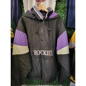 vtg 90s COLORADO ROCKIES STARTER Puffer Jacket x throwback mlb baseball vintage